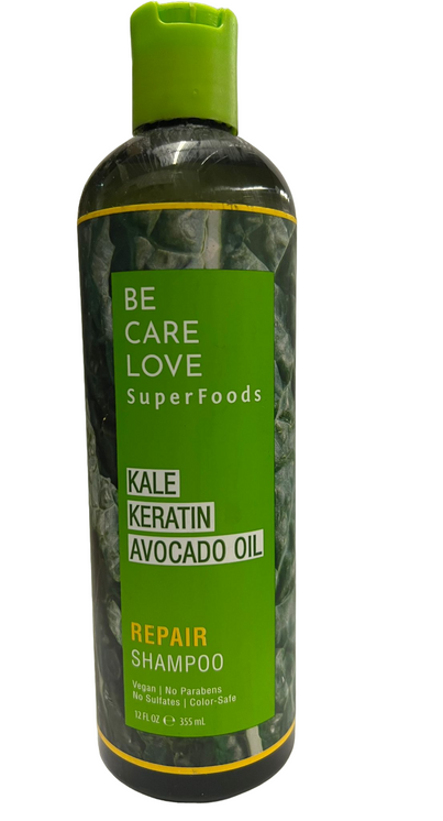 Be Care Love SuperFoods Kale Keratin Avocado Oil Repair Shampoo 12 FL OZ