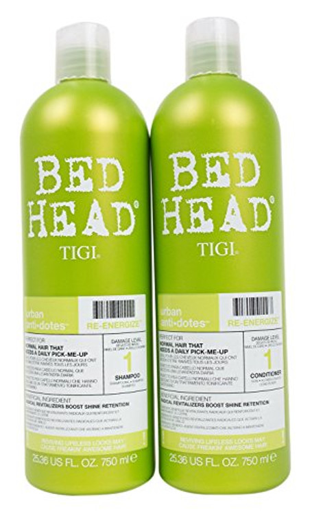 Bed Head Shampoo and Conditioner, Urban Antidotes Re-Energize, 25.36 Fl Oz (Pack of 2)