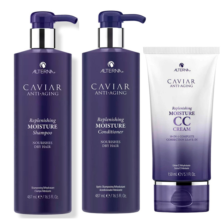 Alterna Caviar Anti-Aging Replenishing Moisture Shampoo / Conditioner / CC Cream (TRIO)