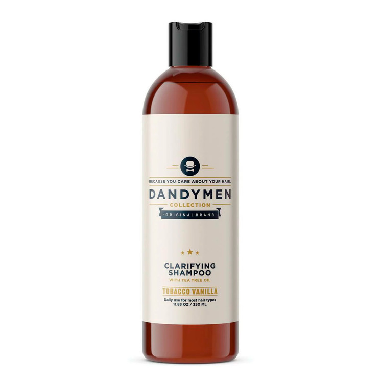 Dandymen Collection Men’s Clarifying Shampoo with Tea Tree, Tobacco Vanilla, 11.83 oz