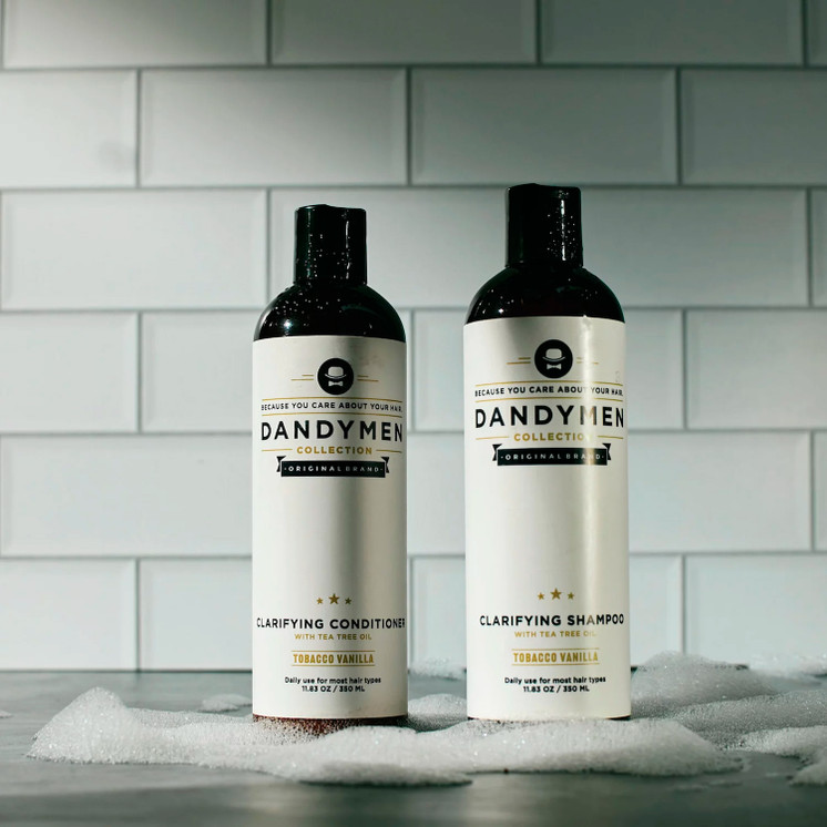 Dandymen Collection Men’s Clarifying Shampoo with Tea Tree, Tobacco Vanilla, 11.83 oz