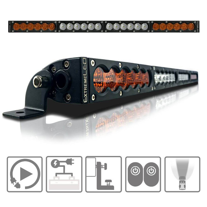 Extreme LED 25" X6S Slim Amber/White 120W LED Light Bar & Harness