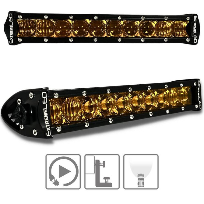 Extreme LED 10" All Amber LED Light Bar - 50W Single Row Combo Beam