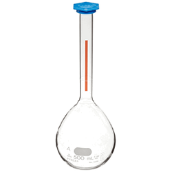 Corning® PYREX® Lifetime Red* Graduated Class A Volumetric Flasks with Snap Caps