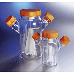 Corning Proculture® Glass Spinner Flasks with Flat Center Cap and 2 Angled Sidearms