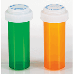Plastic Vials, Green Polypropylene Reversible Cap Vials