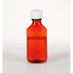 Amber Plastic Oval Bottles with Child-Resistant Cap