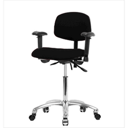 Spectrum® Fabric Chair Chrome - Medium Bench Height 22 to 29 in., No SEacht Tilt, Adjustable Arms, Casters, No Foot Ring