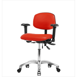 Spectrum® Vinyl Chair Chrome - Desk Height 18 to 23 in., No SEacht Tilt, Adjustable Arms, Casters