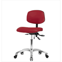 Spectrum® Vinyl Chair Chrome - Desk Height 18 to 23 in., SEacht Tilt, No Arms, Casters