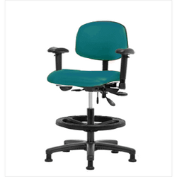 Spectrum® Vinyl Chair - Medium Bench Height 22 to 29 in., SEacht Tilt, Adjustable Arms, Glides, Black Foot Ring