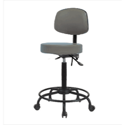 Spectrum® Vinyl Stool with Back, Round Tube Base - High Bench Height 25 to 35 in., No SEacht Tilt, Casters