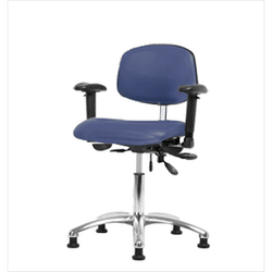 Spectrum® Vinyl Class 100 Clean Room Chair - Desk Height 18 to 23 in., SEacht Tilt, Adjustable Arms, Glides