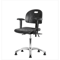 Spectrum® Industrial Polyurethane Chair Chrome - Desk Height 17 to 22 in., Adjustable Arms, Glides