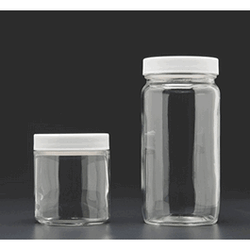 J.G. Finneran* Clear Glass Tall Straight Sided Wide Mouth Jars Assembled with White Polypropylene Closure, Unlined