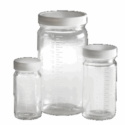 Qorpak® Clear Graduated Medium Round Bottles with White PP SturdeeSeal® PE Foam Lined Cap