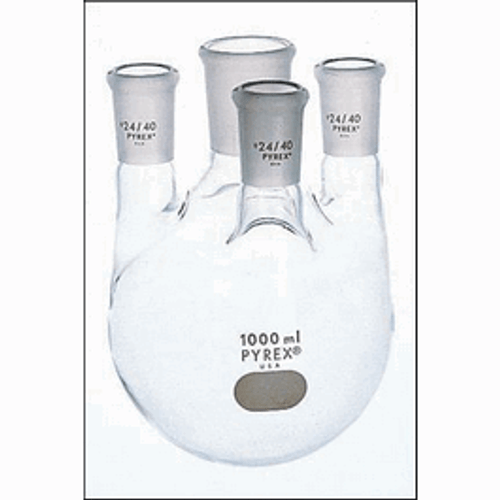 Corning® PYREX® Four Neck Distilling Flasks, Vertical Necks, TS Joints