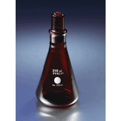 Corning® PYREX® Low Actinic Erlenmeyer Flask, Narrow-Mouth with PYREX (ground glass) Stopper