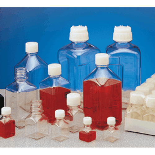 Thermo Scientific Nalgene* PETG Sterile Graduated Square Media Bottles