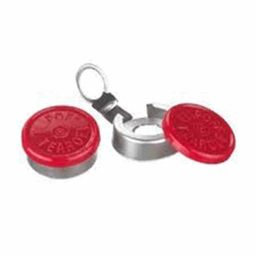 Wheaton® Red Flip Top Caps, Unlined Tear-Off Aluminum SEachls