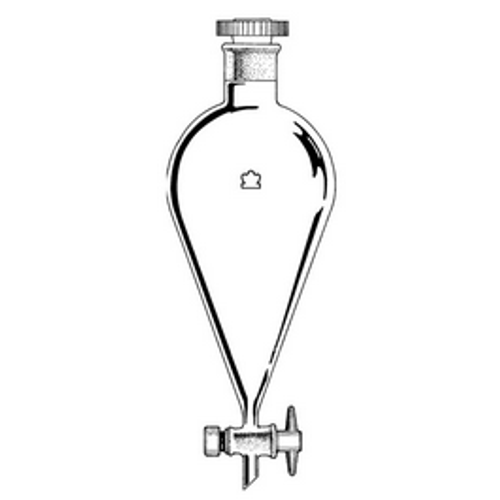 Kontes Separatory, Short Stem Funnels with PTFE Plug and Stopper