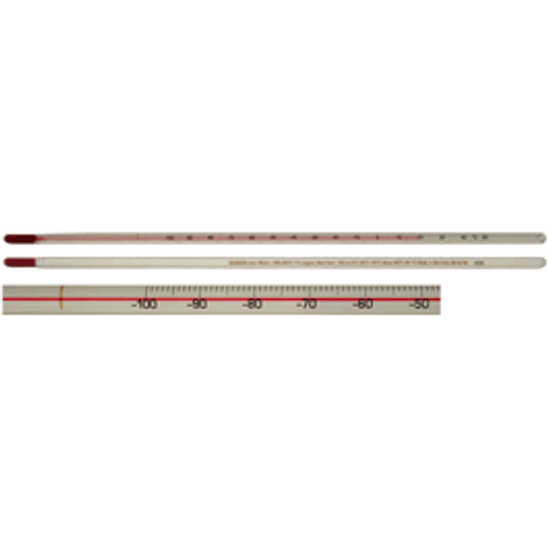 Precision Red Spirit Laboratory Thermometers, Total Immersion