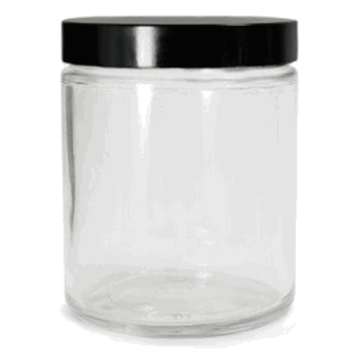 Qorpak® Ready to Clean Straight Sided Round Jars with Black Polypropylene Cap & PTFE Disc