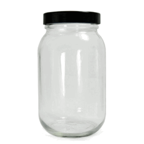 Qorpak* Clear Standard Wide Mouth Bottles with PP Cap & PTFE Disc, Ready to Clean