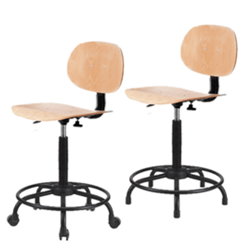 Spectrum® Wood Chair Round Base - High Bench Height 25 to 35 in., No SEacht Tilt