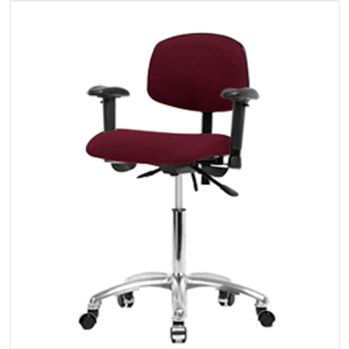 Spectrum® Fabric Chair Chrome - Medium Bench Height 22 to 29 in., SEacht Tilt, Adjustable Arms, Casters, No Foot Ring