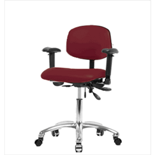 Spectrum® Vinyl Chair Chrome - Desk Height 18 to 23 in., SEacht Tilt, Adjustable Arms, Casters