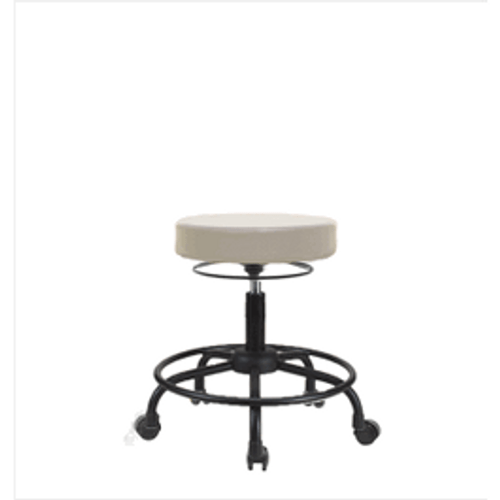 Spectrum® Vinyl Stool without Back, Round Tube Base - Desk Height 18 to 23 in., Casters