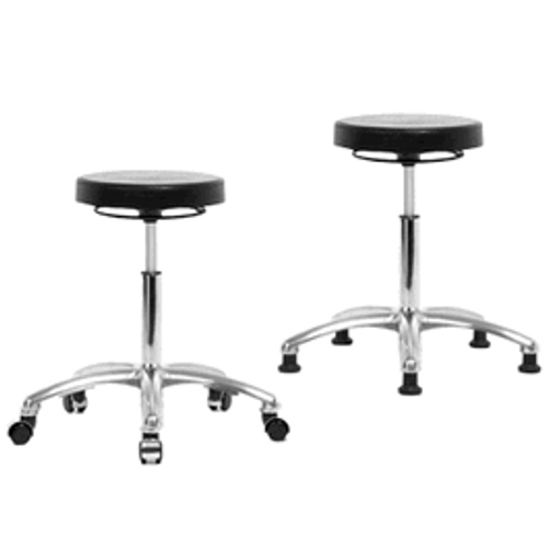 Spectrum® Polyurethane Clean Room Stool Chrome - Medium Bench Height 18 to 26 in., No Foot Ring
