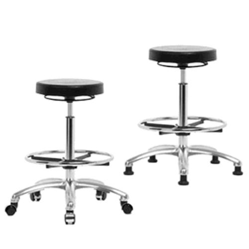 Spectrum® Polyurethane Clean Room Stool Chrome - High Bench Height 23