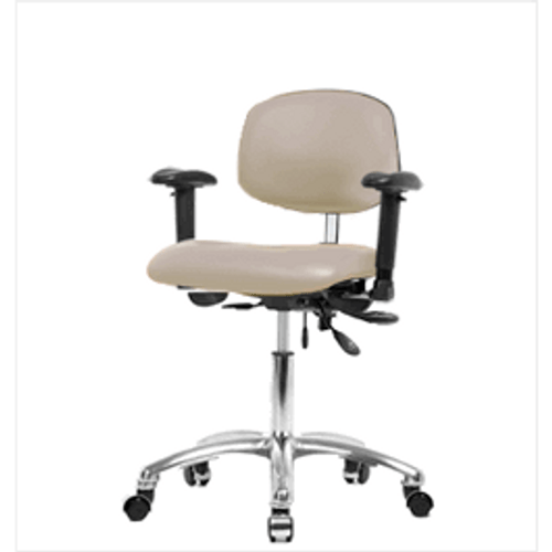 Spectrum® Vinyl Class 100 Clean Room Chair - Desk Height 18 to 23 in., SEacht Tilt, Adjustable Arms, Casters