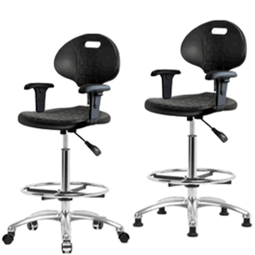 Spectrum® Clean Room Basic Industrial Polyurethane Chair Chrome - High Bench Height 24