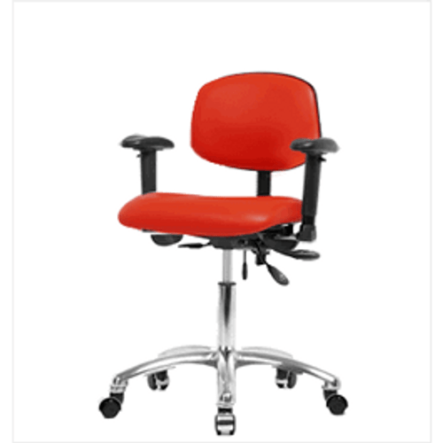 Spectrum® Vinyl Chair Chrome - Desk Height 18 to 23 in., No SEacht Tilt, Adjustable Arms, Casters
