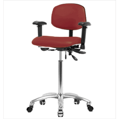 Spectrum® Vinyl Chair Chrome - Medium Bench Height 22 to 29 in., SEacht Tilt, Adjustable Arms, Casters, No Foot Ring