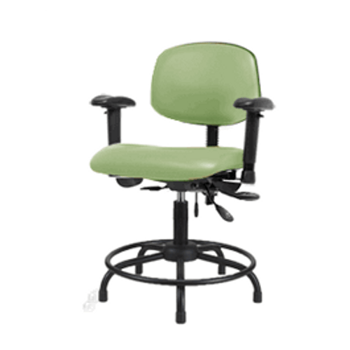 Spectrum® Vinyl Chair Round Tube Base - Desk Height 18 to 23 in., SEacht Tilt, Adjustable Arms, Glides