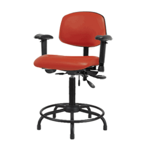 Spectrum® Vinyl Chair Round Tube Base - Medium Bench Height 22 to 29 in., SEacht Tilt, Adjustable Arms, Glides