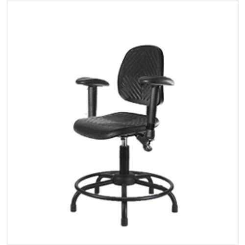 Spectrum® Polyurethane Chair Round Tube Base with Medium Back - Desk Height 19 to 24 in., Adjustable Arms, Glides