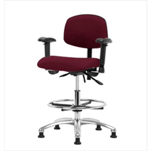 Spectrum® Fabric Chair Chrome - Medium Bench Height 22 to 29 in., SEacht Tilt, Adjustable Arms, Glides, Chrome Foot Ring