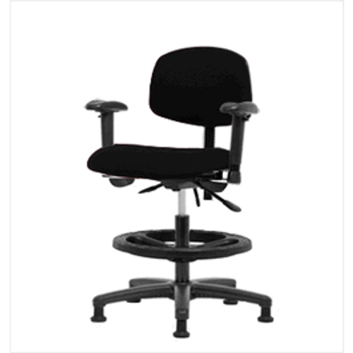 Spectrum® Fabric Chair - Medium Bench Height 22 to 29 in., No SEacht Tilt, Adjustable Arms, Glides, Black Foot Ring