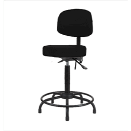 Spectrum® Vinyl Stool with Back, Round Tube Base - High Bench Height 25 to 35 in., No SEacht Tilt, Glides