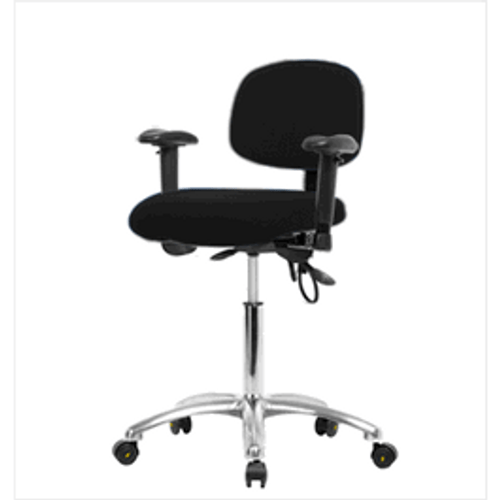 Spectrum® Fabric ESD Chair Chrome - Medium Bench Height 22 to 29 in., No SEacht Tilt, Adjustable Arms, No Foot Ring, Casters