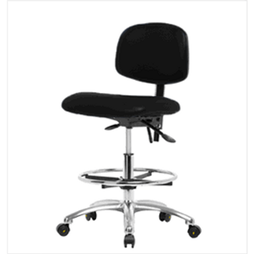 Spectrum® Vinyl ESD Chair Chrome - Medium Bench Height 22 to 29 in., No SEacht Tilt, No Arms, Chrome Foot Ring, Casters
