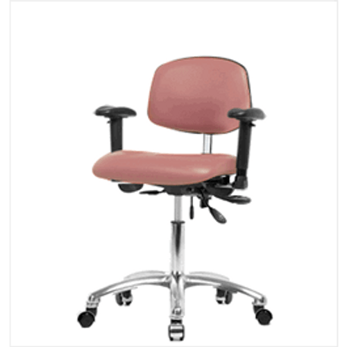 Spectrum® Vinyl Class 100 Clean Room Chair - Desk Height 18 to 23 in., No SEacht Tilt, Adjustable Arms, Casters