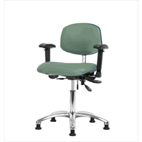 Spectrum® Vinyl Class 100 Clean Room Chair - Desk Height 18 to 23 in., No SEacht Tilt, Adjustable Arms, Glides