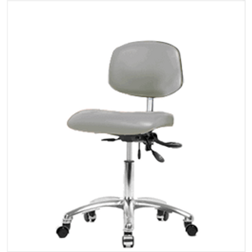 Spectrum® Vinyl Class 100 Clean Room Chair - Desk Height 18 to 23 in., No SEacht Tilt, No Arms, Casters