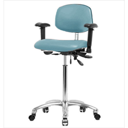 Spectrum® Vinyl Class 100 Clean Room Chair - Medium Bench Height 22 to 29 in., No SEacht Tilt, Adjustable Arms, No Foot Ring, Casters